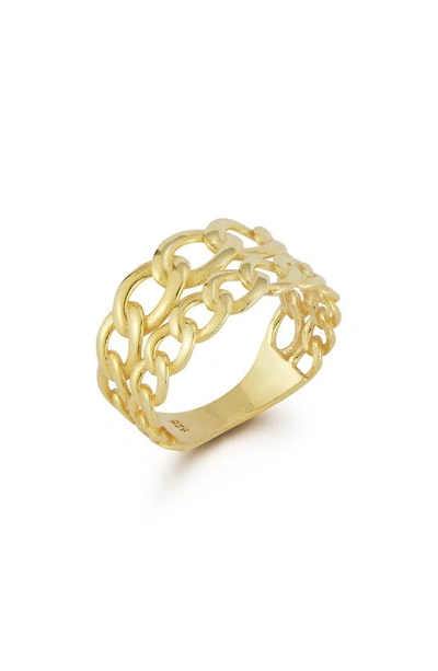 Shop Chloe & Madison Chloe And Madison 14k Gold Plated Sterling Silver Curb Chain Ring