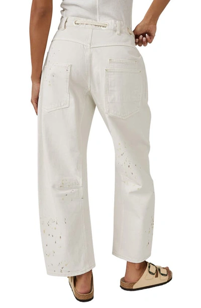 Shop Free People Moxie Paint Fleck Cotton Utility Pants In White