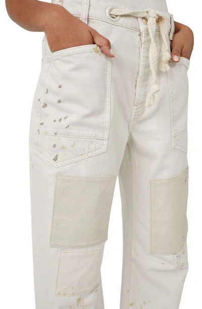 Free People Moxie Paint Fleck Cotton Utility Pants In White