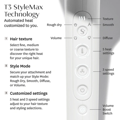 T3 Featherweight Stylemax Professional Hair Dryer With Custom Heat And Speed Automation In Default Title