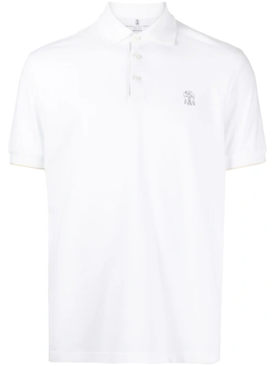 Shop Brunello Cucinelli Men Polo Shirt In White