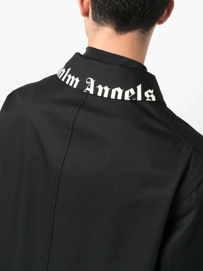 Shop Palm Angels Men Light Weight Logo Coat In 1001 Black White