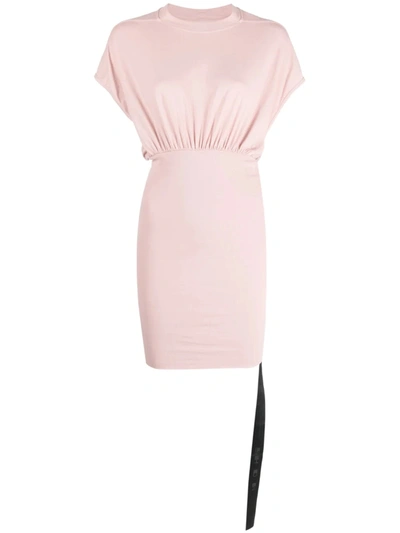 Shop Rick Owens Drkshdw Women Cinched Sl Tommy Mini Dress In 63 Faded Pink