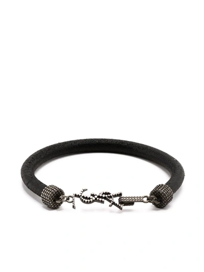 Shop Saint Laurent Ysl Bracelet In Black