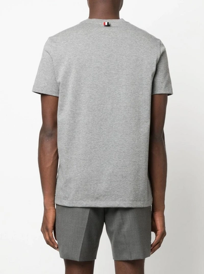 Shop Thom Browne Men Short Sleeve Tee W/ Anchor Icon Embroidery In Med Weight Jersey In 055 Lt Grey