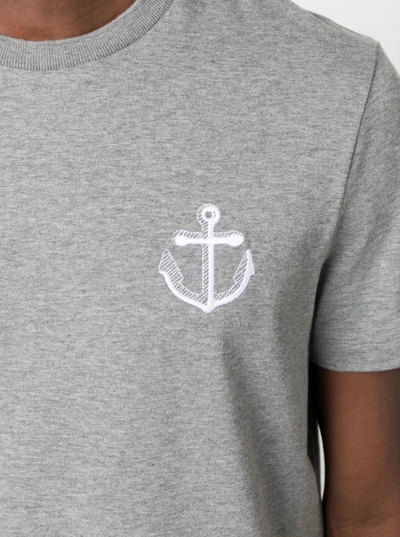 Shop Thom Browne Men Short Sleeve Tee W/ Anchor Icon Embroidery In Med Weight Jersey In 055 Lt Grey