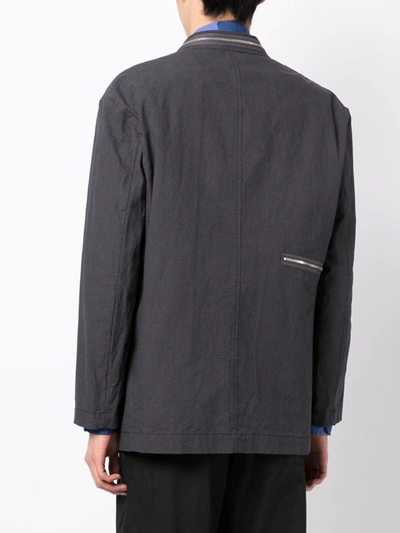 Shop Undercover Men Multi Zipper Blazer In Charcoal