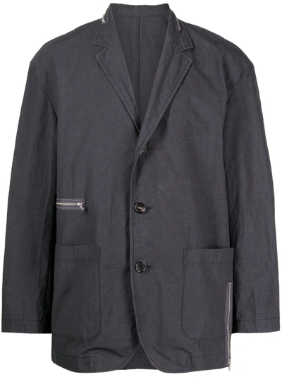 Shop Undercover Men Multi Zipper Blazer In Charcoal