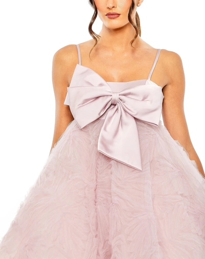 Mac Duggal Bow Front Tulle Mini Dress In Rose