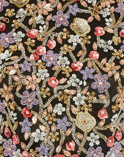 Mac Duggal R5693 Short Sleeve Formal Beaded Floral Sequin Top In Black Multi