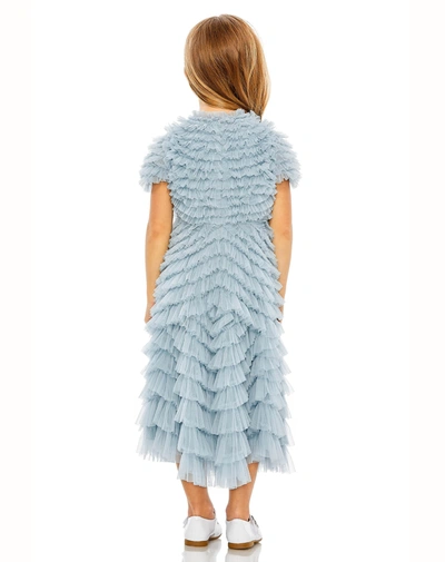 Shop Mac Duggal Girls Ruffle Tiered Short Sleeve A Line Dress In French Blue