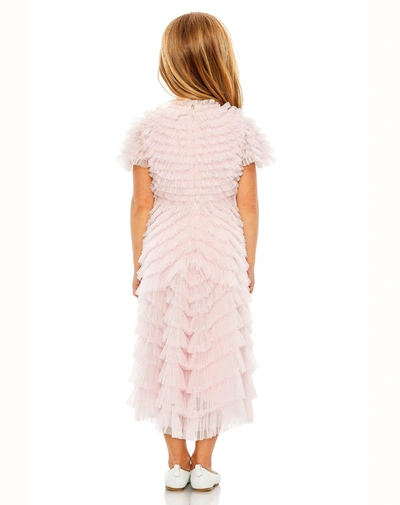 Shop Mac Duggal Girls Ruffle Tiered Short Sleeve A Line Dress In Rose