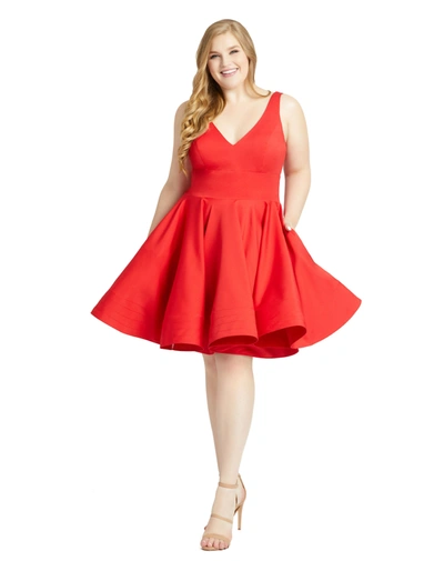 Shop Mac Duggal Sleeveless V Neck Fit & Flare Mini Dress In Red