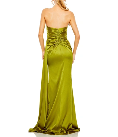 Shop Mac Duggal Strapless Embellished Sweetheart Neckline Satin Gown In Apple Green