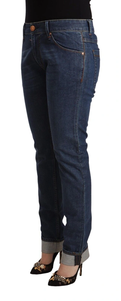 Shop Acht Dark Blue Cotton Slim Fit Folded Hem Denim Women's Jeans