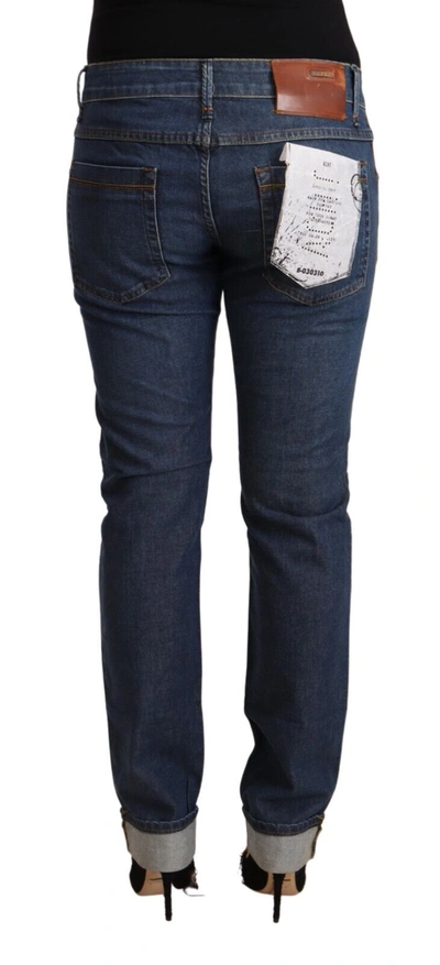 Shop Acht Dark Blue Cotton Slim Fit Folded Hem Denim Women's Jeans