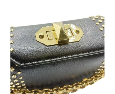 Shop Alexander Mcqueen Women's Black Leather Gold Studded Box 16 Crossbody Bag