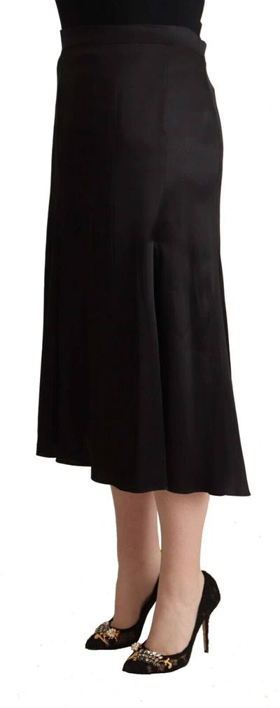 Shop Blumarine Black Acetate High Waist A-line Midi Women's Skirt