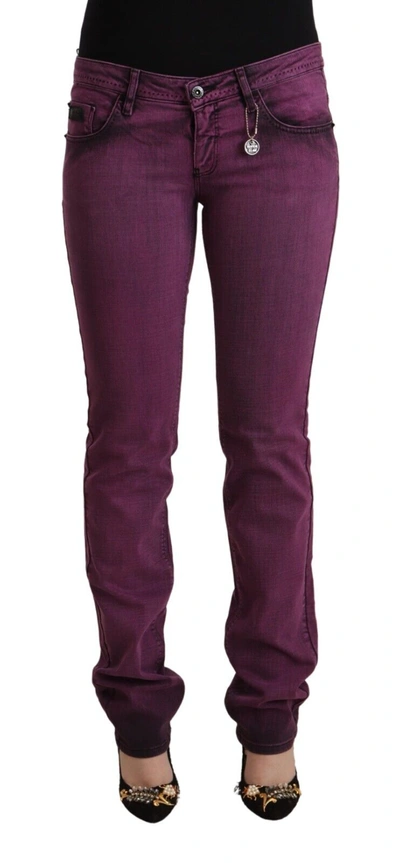 Shop Costume National Purple Cotton Stretch Slim Fit Denim Women's Jeans