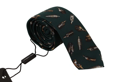 Shop Dolce & Gabbana Black Bottle Fantasy Print Silk Adjustable Accessory Men's Tie