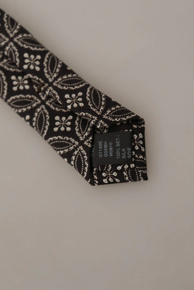 Shop Dolce & Gabbana Black White Fantasy Print Silk Adjustable Accessory Men's Tie