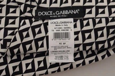 Shop Dolce & Gabbana Black White Geometric 100% Silk Adjustable Accessory Men's Tie