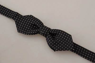 Shop Dolce & Gabbana Black White Polka Dot Adjustable Neck Papillon Bow Men's Tie
