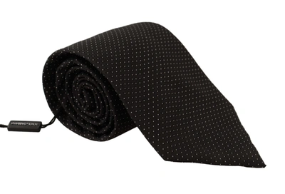 Shop Dolce & Gabbana Black White Polka Dots Silk Adjustable Men's Tie