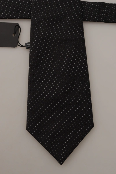 Shop Dolce & Gabbana Black White Polka Dots Silk Adjustable Men's Tie