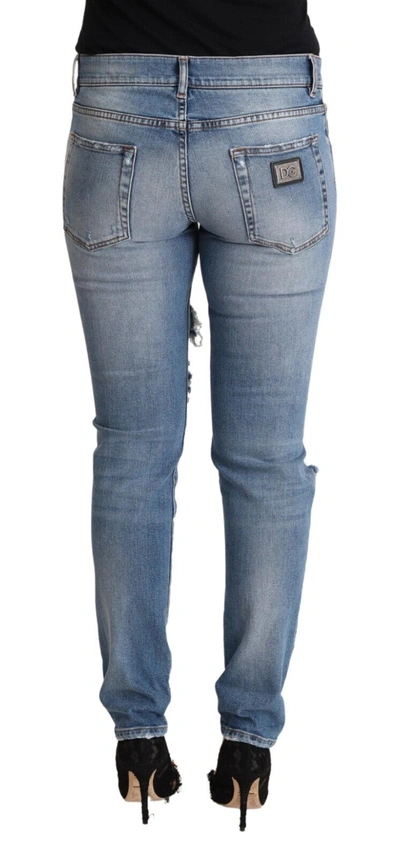Shop Dolce & Gabbana Blue Distressed Cotton Denim Skinny Women's Jeans