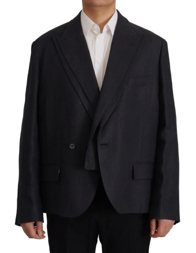 Shop Dolce & Gabbana Blue Linen Formal Mens Blazer Men's Jacket