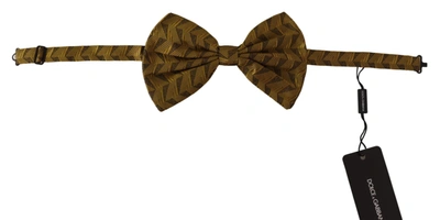 Shop Dolce & Gabbana Gold Fantasy Print Adjustable Neck Papillon Bow Men's Tie