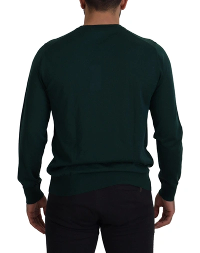 Shop Dolce & Gabbana Green Cashmere Crewneck Pullover Men's Sweater