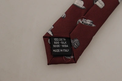 Shop Dolce & Gabbana Maroon Hat Pattern 100% Silk Adjustable Accessory Men's Tie