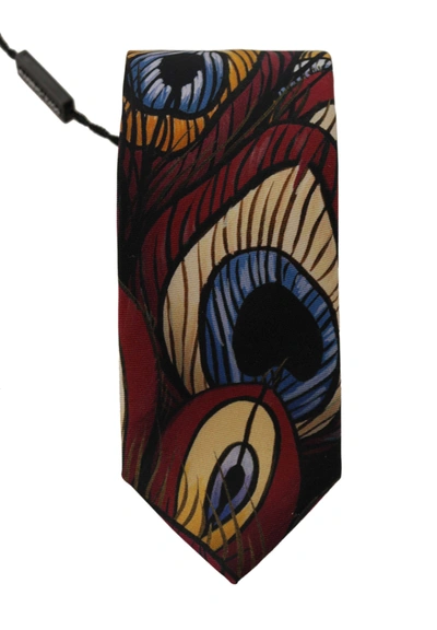 Shop Dolce & Gabbana Marron Peacock Feather Adjustable Neckmen's Accessory Men's Tie In Marrone