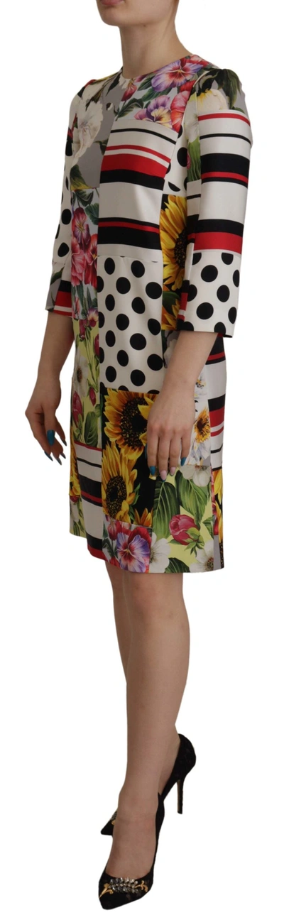 Shop Dolce & Gabbana Multicolor Charmeuse Floral Sheath Jaquard Pachwork Women's Dress