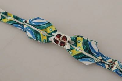 Shop Dolce & Gabbana Multicolor Majolica Print Adjustable Papillon Bow Men's Tie