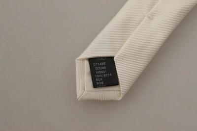 Shop Dolce & Gabbana Off-white 100% Silk Slim Adjustable  Accessory Men's Necktie