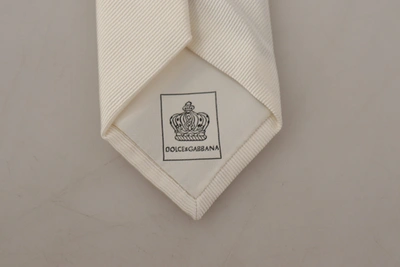 Shop Dolce & Gabbana Off-white 100% Silk Slim Adjustable  Accessory Men's Necktie