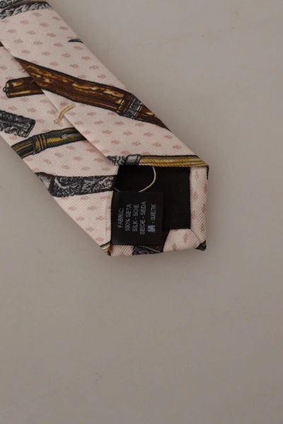 Shop Dolce & Gabbana Pink Pen Dots Print 100% Silk Adjustable Neck Accessory Men's Tie