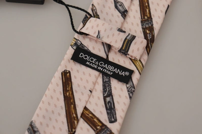 Shop Dolce & Gabbana Pink Pen Dots Print 100% Silk Adjustable Neck Accessory Men's Tie