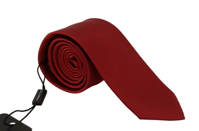 Shop Dolce & Gabbana Red Solid Print 100% Silk Adjustable Accessory Men's Necktie