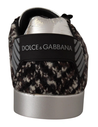 Shop Dolce & Gabbana Silver Leather Brown Cotton Wool Sneakers Men's Shoes