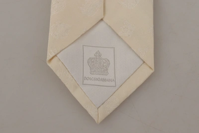 Shop Dolce & Gabbana White Crown Print Silk Adjustable Accessory Men's Tie