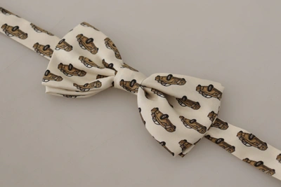 Shop Dolce & Gabbana White Orange Car Print Adjustable Neck Papillon Bow Men's Tie