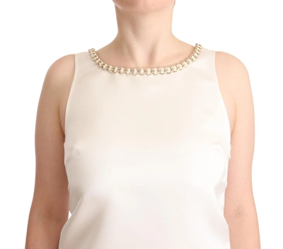 Shop Elisabetta Franchi White Polyester Sleeveless Mini Shift Women's Dress