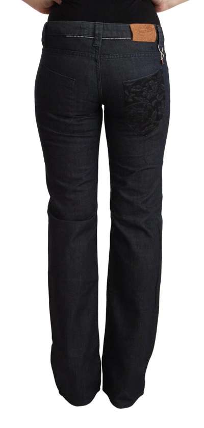 Shop Exte Dark Blue Cotton Stretch Low Waist Straight Denim Women's Jeans