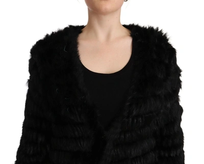 Shop Just Cavalli Black Rabbit Fur Cardigan Long Sleeves Women's Jacket