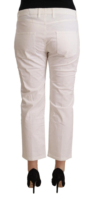 Shop L'autre Chose White Cotton Mid Waist Cropped Denim Women's Jeans