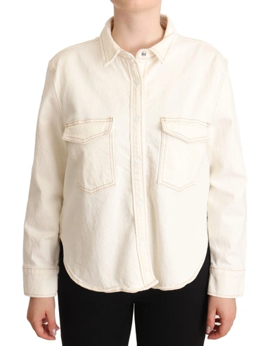 Shop Levi's White Cotton Collared Long Sleeves Button Down Polo Women's Top